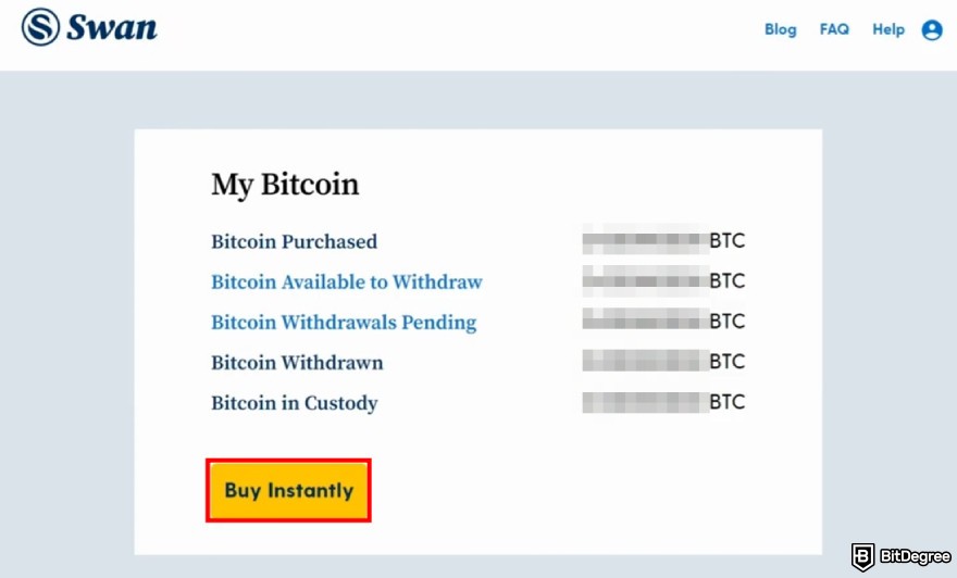 Swan Bitcoin review: the "Buy Instantly" button.