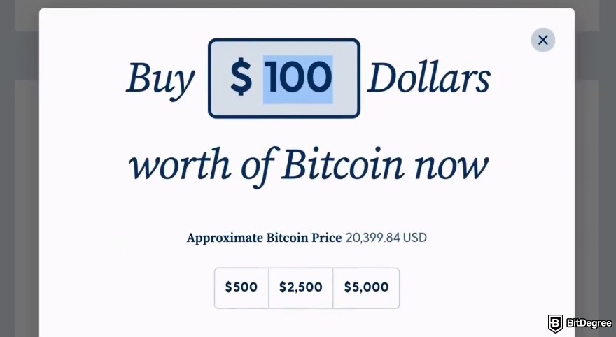 Swan Bitcoin review: Instant Buy purchase amount.