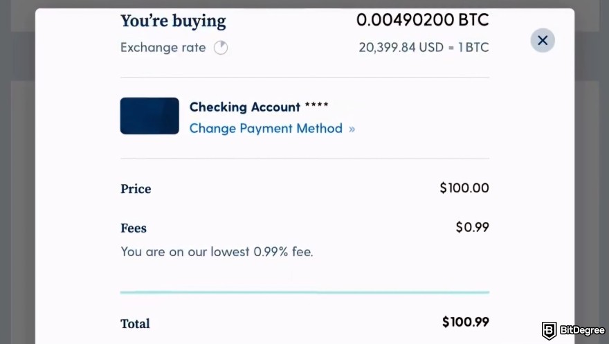 Swan Bitcoin review: purchase details.