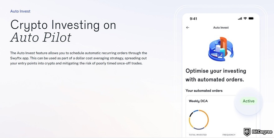 Swyftx review: the Auto Invest feature.