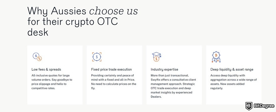 Swyftx review: benefits of OTC trading on Swyftx.