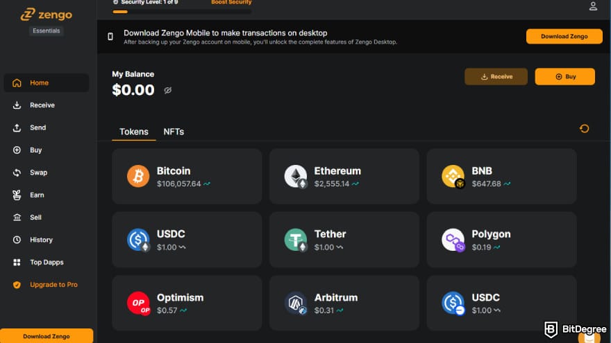 Zengo referral code: user dashboard.