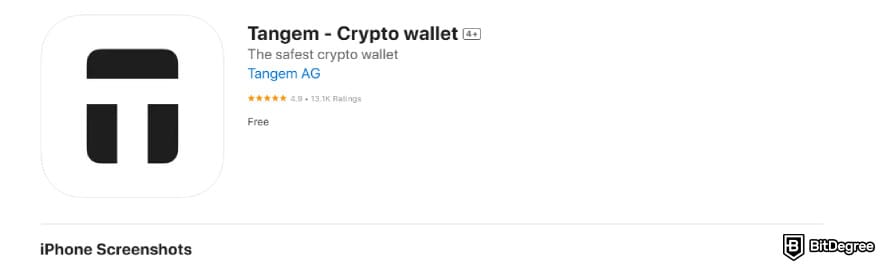 Tangem wallet review: Tangem iOS app store.