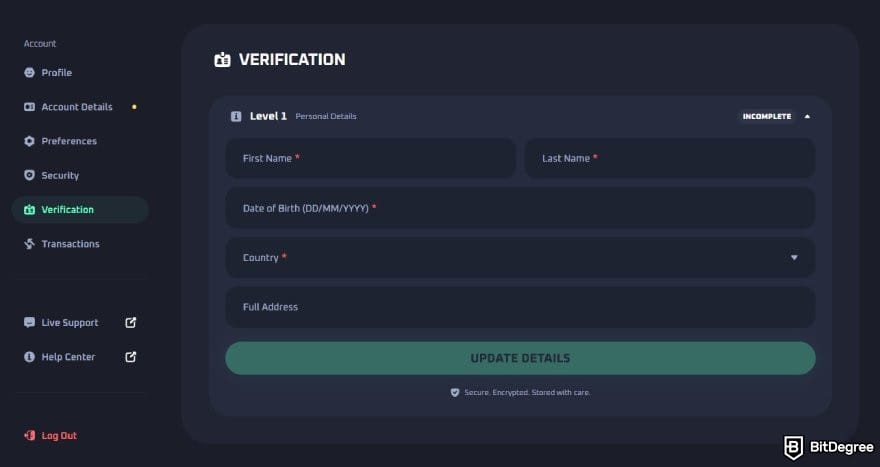 Thrill casino review: the verification page on Thrill casino. Thrill casino review: the verification page on Thrill casino.