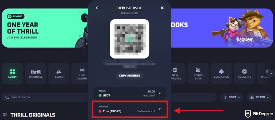 Thrill casino review: the deposit address on Thrill. Thrill casino review: the deposit address on Thrill.