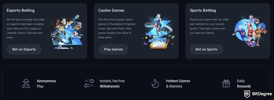 Thunderpick review: Thunderpick's betting options and overall features.