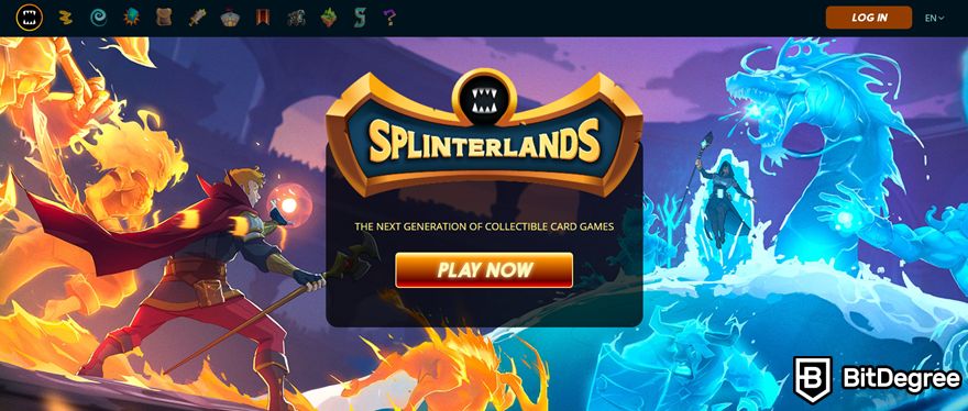 Token gating: Splinterlands homepage.