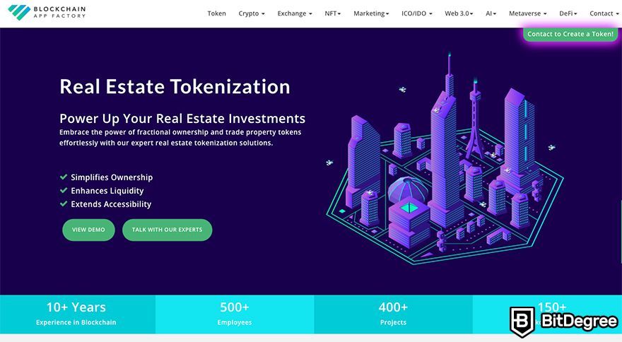 Tokenized real estate: Blockchain App Factory.