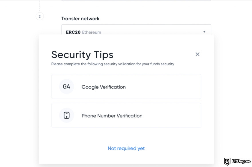 Toobit exchange review: complete the 2FA.