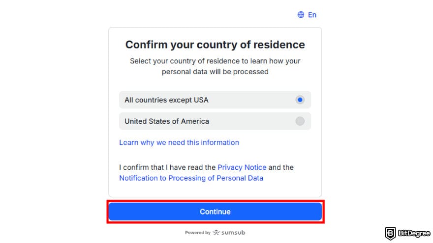 Toobit exchange review: confirm your country of residence.
