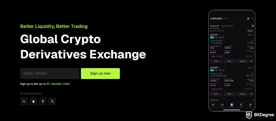 Toobit exchange review: Bitunix landing page.