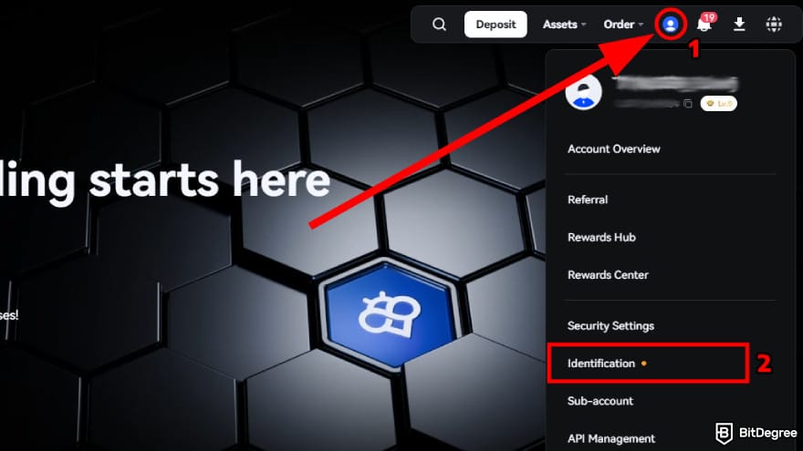 Toobit exchange review: navigate to the identity verification page.
