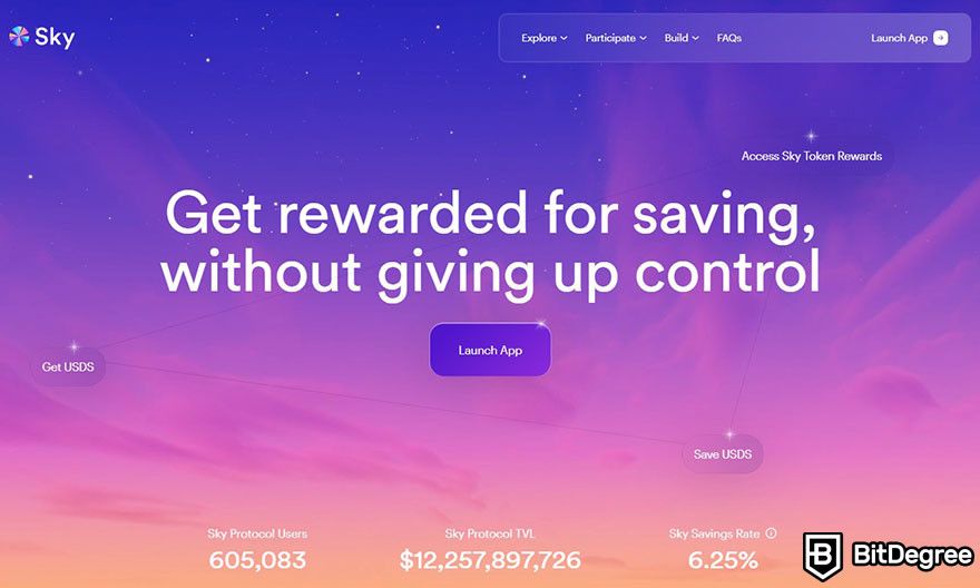 Top Ethereum projects: Sky homepage.