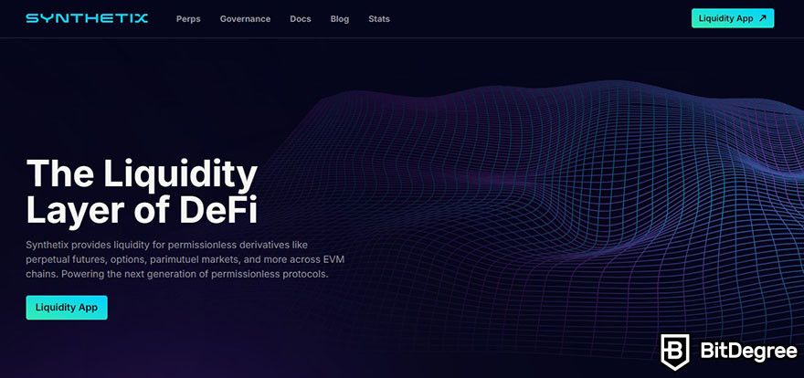 Top Ethereum projects: Synthetix homepage.