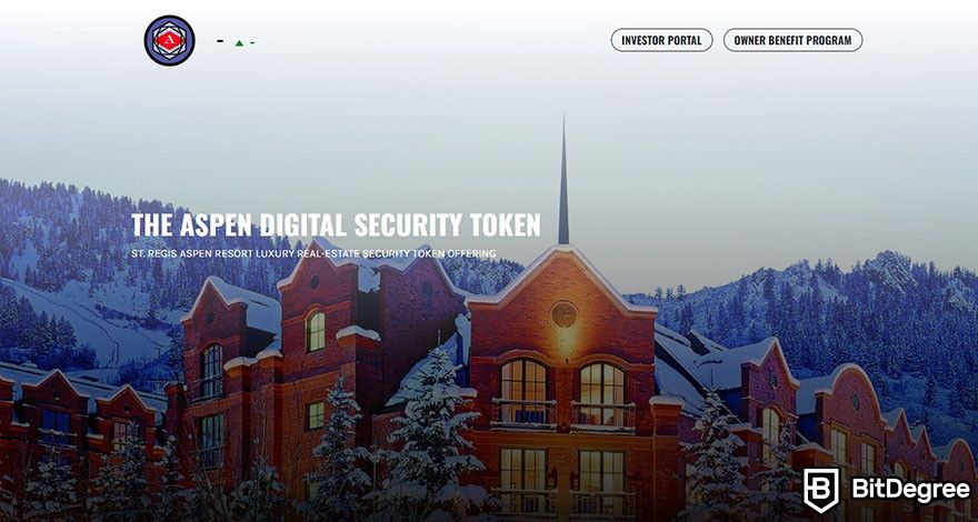 Top security tokens crypto: AspenCoin homepage.