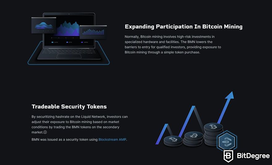 Top security tokens crypto: the BMN features on Blockstream's websites.