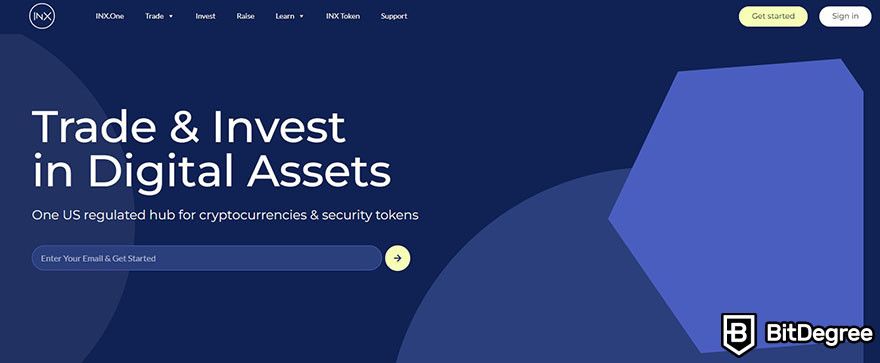 Top security tokens crypto: INX homepage.