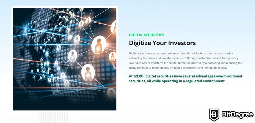 Top security tokens crypto: the landing page for digital security products on tZERO's website.