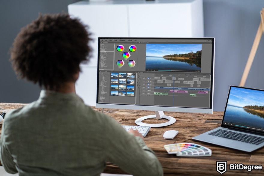 Topaz Photo AI review: A man editing a photo on his computer.