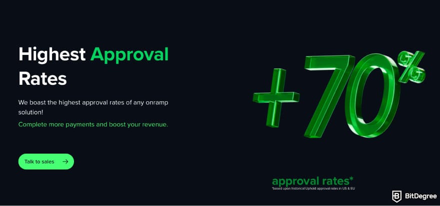 Topper crypto review: a screenshot of Topper's approval rates.