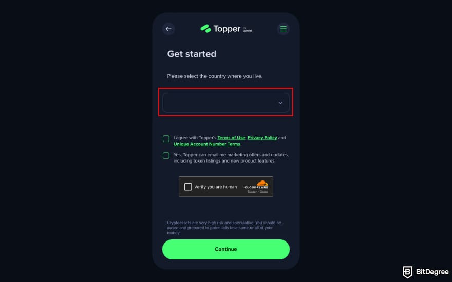Topper crypto review: select your country of residence.