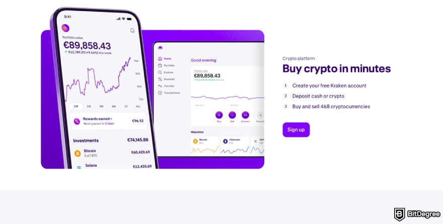 Topper crypto review: a screenshot of Kraken's feature description.