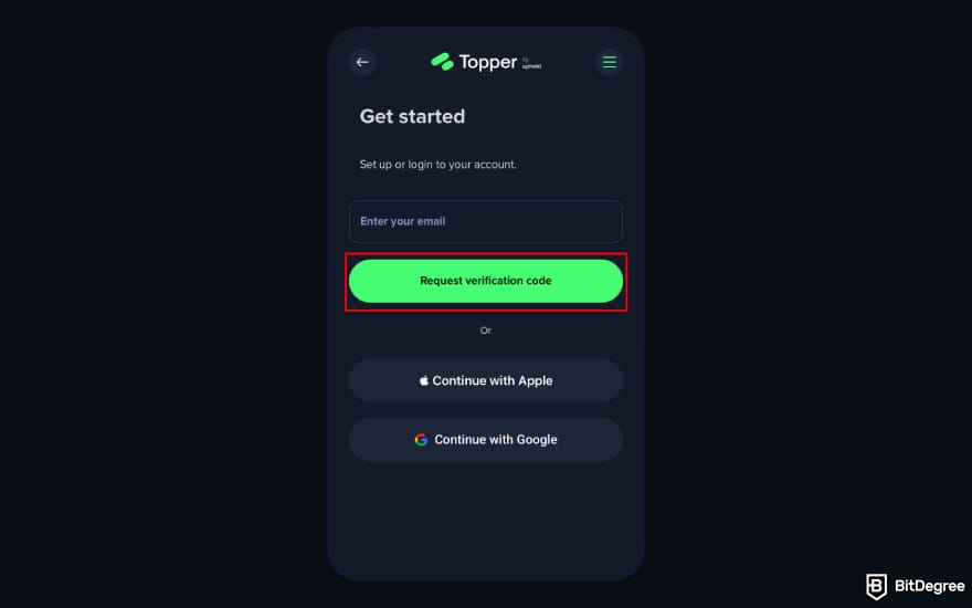 Topper crypto review: click [Request verification code].
