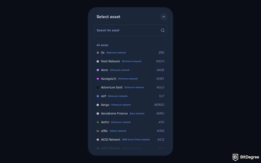 Topper crypto review: select the cryptocurrency you want to buy.
