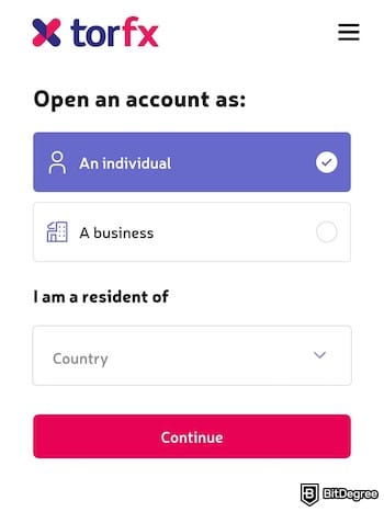 TorFX review: account types.
