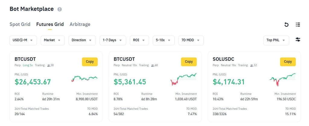TradeSanta review: Bot Marketplace on Binance.