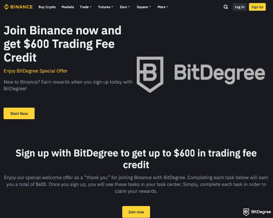 TradeSanta review: sign up on Binance with BitDegree to claim your $600 trading fee credit.