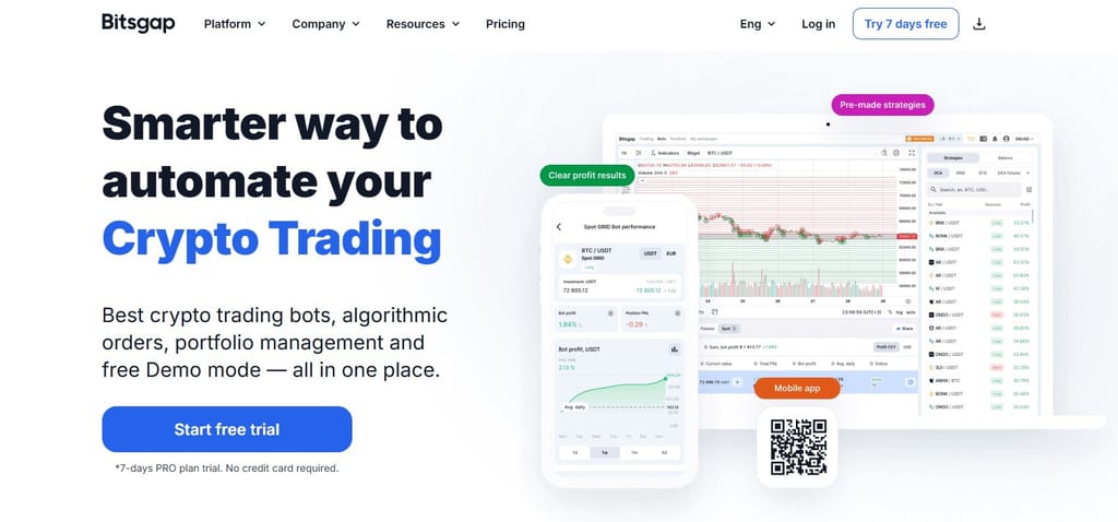 TradeSanta: the Bitsgap homepage.