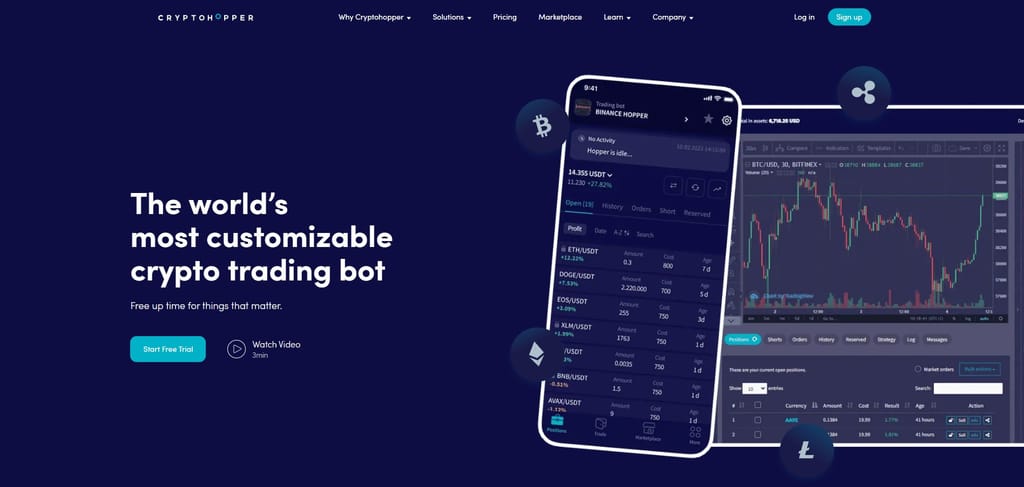 TradeSanta review: the Cryptohopper homepage.