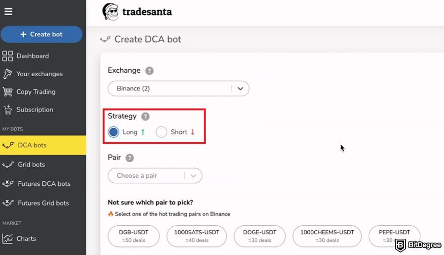 TradeSanta review: long and short strategies.