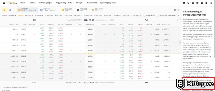 Trading Binance Options: buat akun Options.