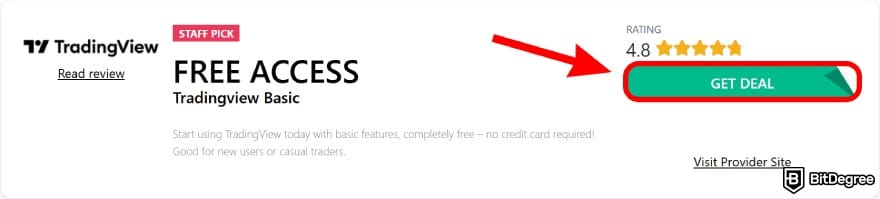 TradingView Black Friday: click on the [GET DEAL] button on BitDegree's page.
