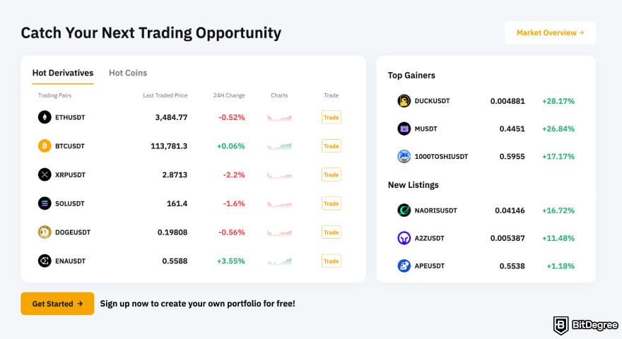 Transak review: Bybit homepage.