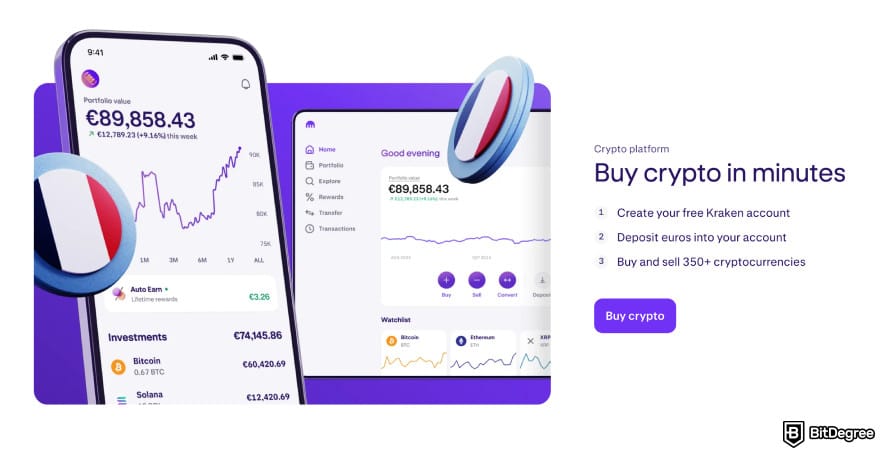 Transak review: Kraken homepage.