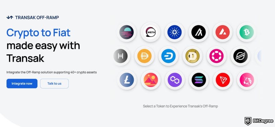 Transak review: Transak Off-Ramp page.
