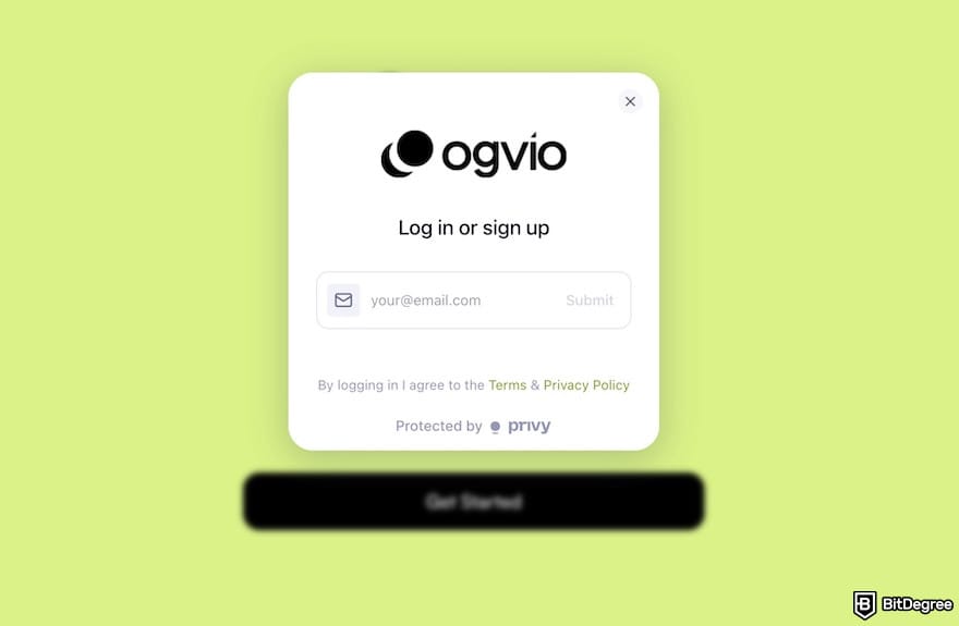 TransferGo alternative: Ogvio's login page.