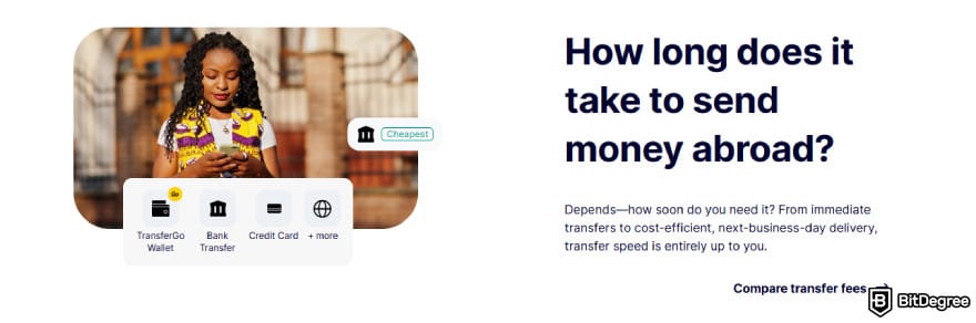 TransferGo review: TransferGo pricing depends on the chosen delivery speed.