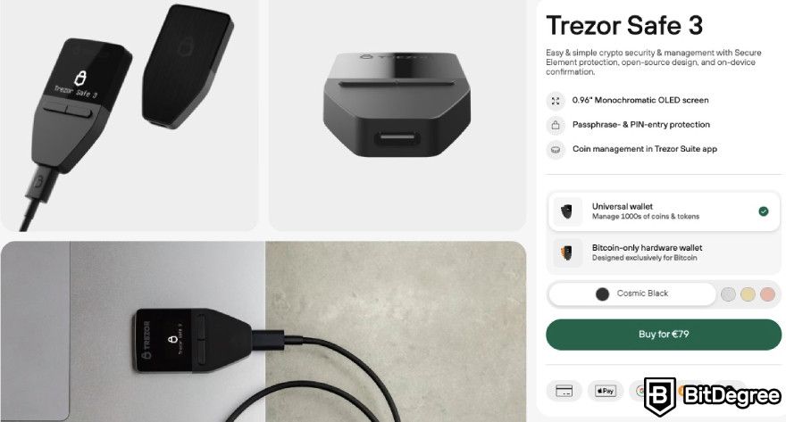 Trezor Safe 3 review: the price of Trezor Safe 3.