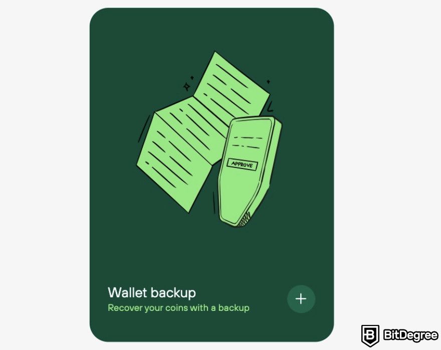 Trezor Safe 5 review: the wallet backup feature displayed on the website.