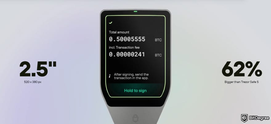 Trezor Safe 7 review: Trezor Safe 7's screen size.