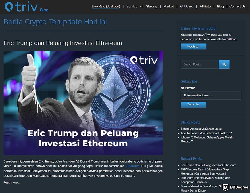 Triv review: the Triv Blog page.