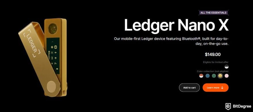 Tron wallet: the product page for Ledger Nano X.