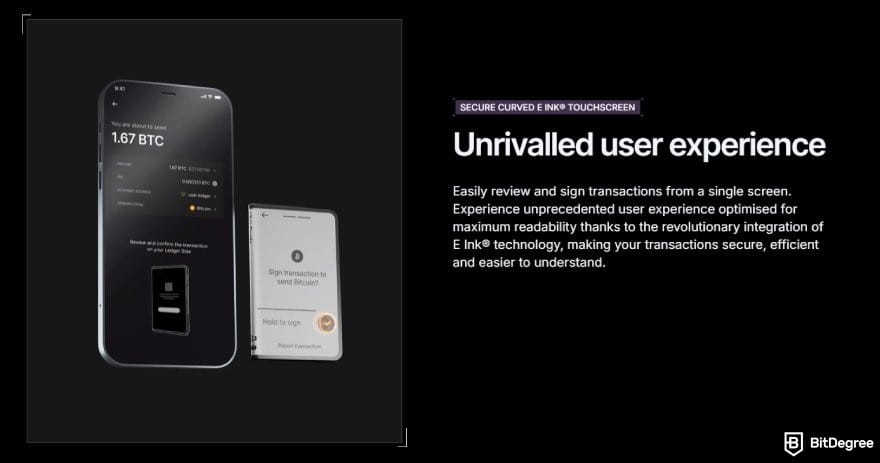 Tron wallet: description of Ledger Stax's user experience.