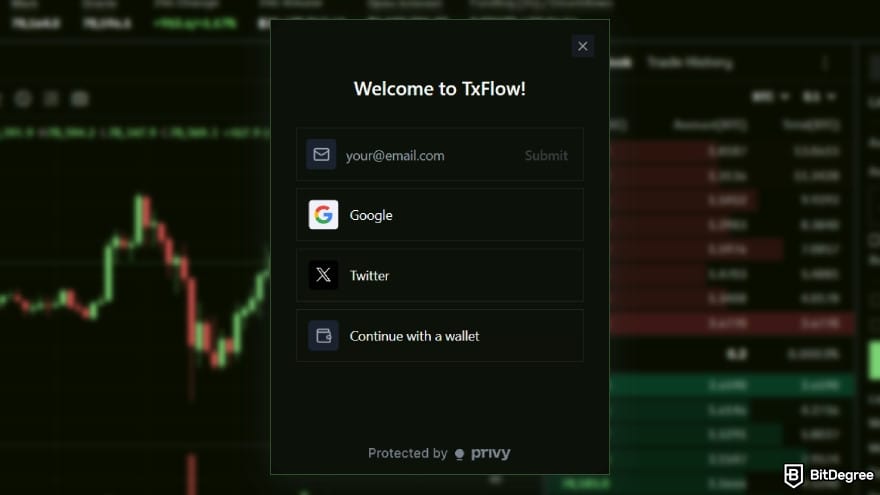 TxFlow review: select email, Twitter, or wallet. TxFlow review: select email, Twitter, or wallet.
