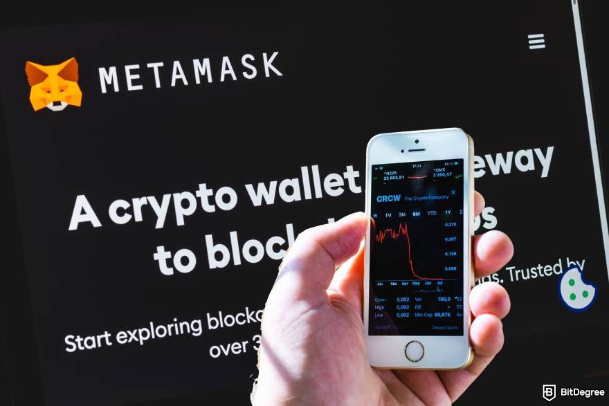 Types of crypto wallets: MetaMask, an example of a web extension wallet.