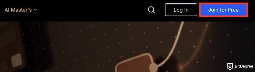 Udacity review: the [Join for Free] button on Udacity's homepage.